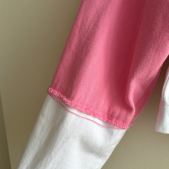 Robin Cropped Pink/White/Purple Patchwork Denim Jacket, Size EUR 40 - Picture 6 of 16